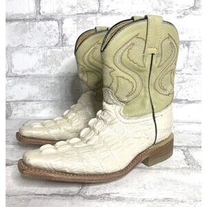 El General Western Kids Leather Cream Western Cowboy Style Boots Sz 18 (12)